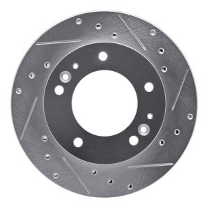 Jaguar XJR Brake Rotor (1) - Rear Right - R1 Concepts - Drilled & Slotted - Silver - `06-`15